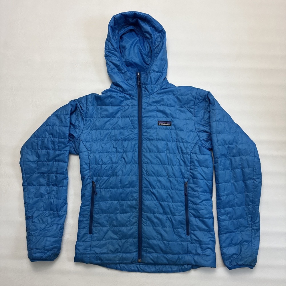 Patagonia Nano Puff Hoody Jacket Men's Size Small Blue Primaloft Packable Hiking